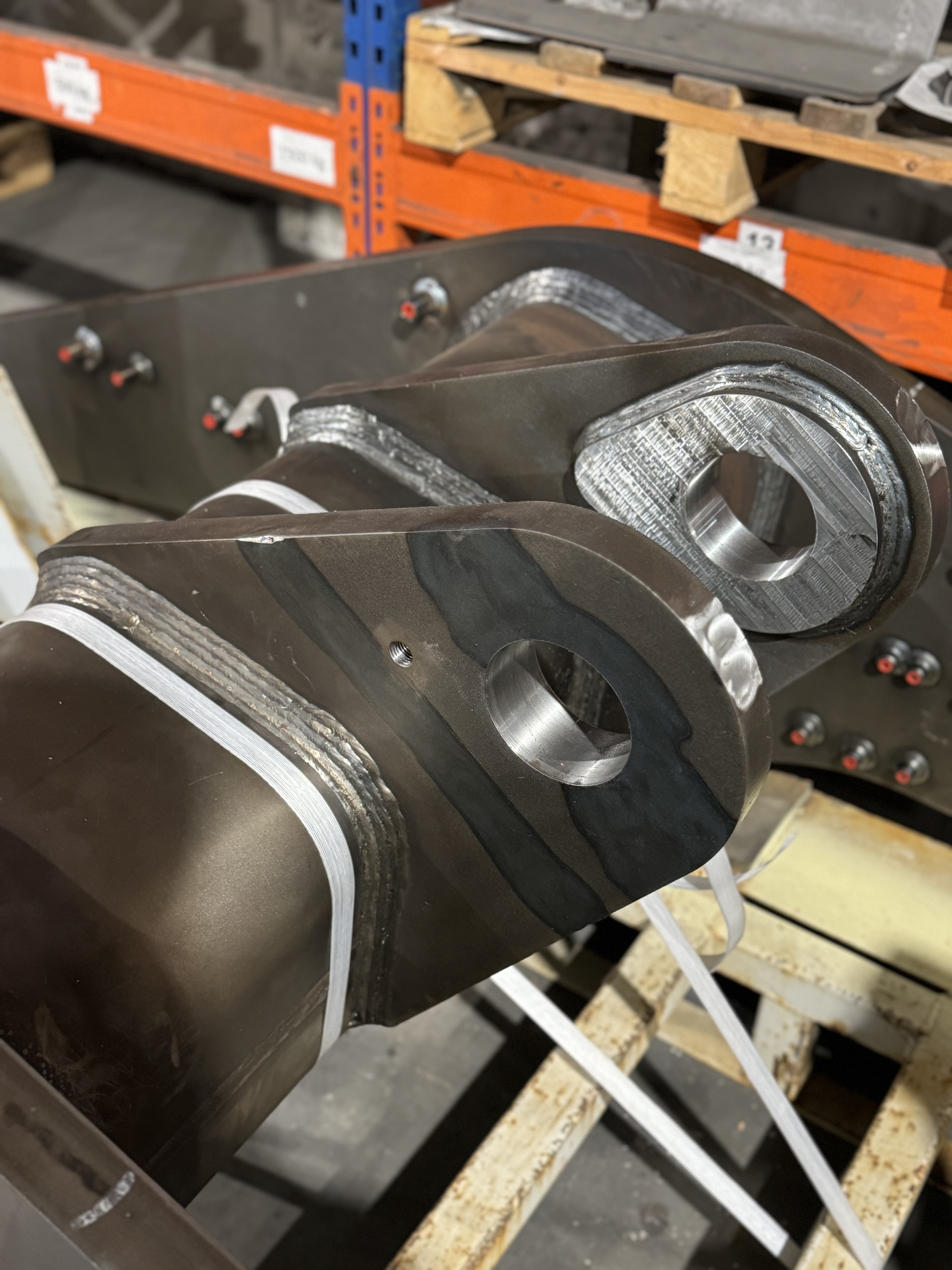 Machining after welding on heavy welded equipment