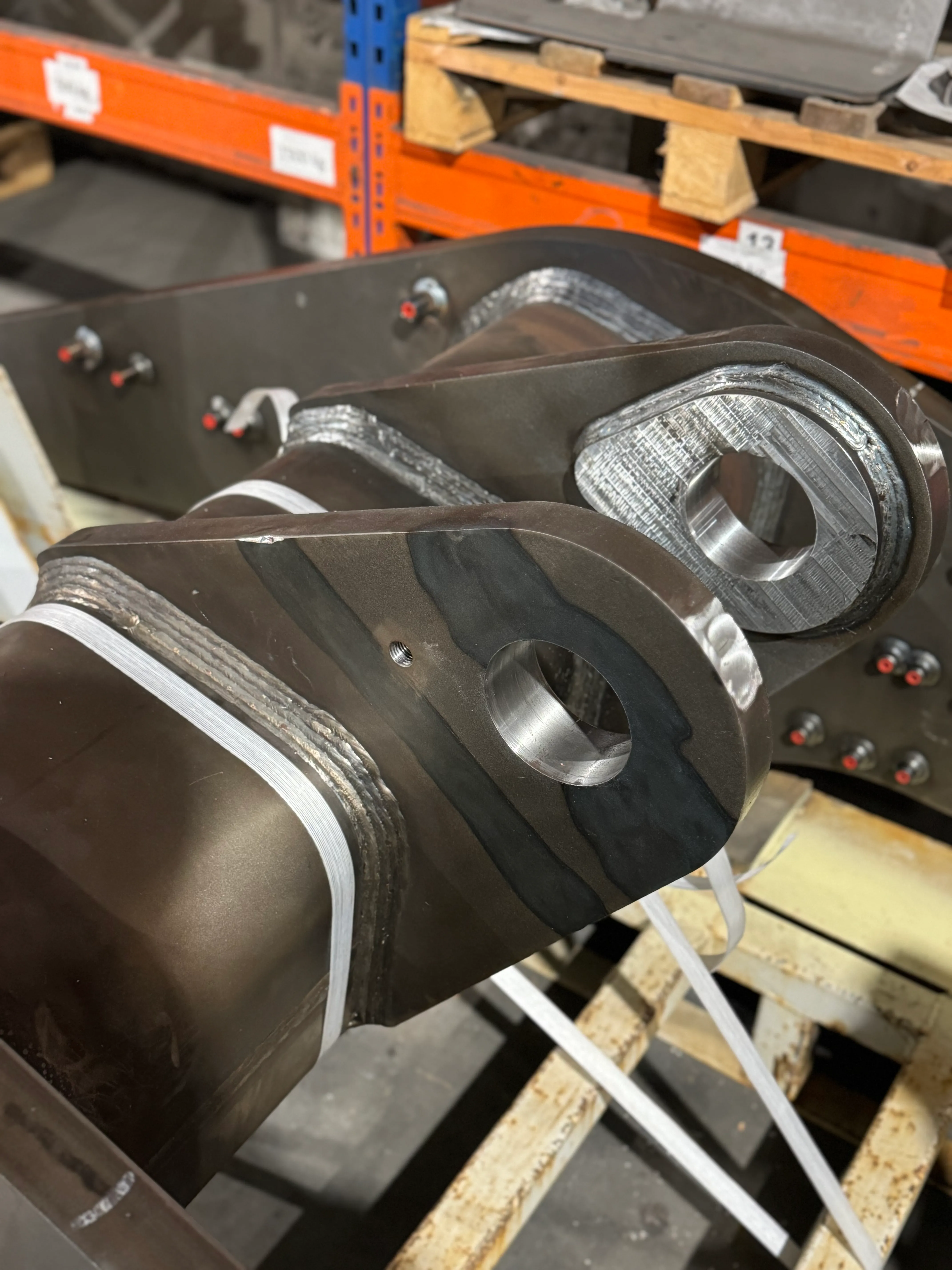 Machining after welding on heavy welded equipment